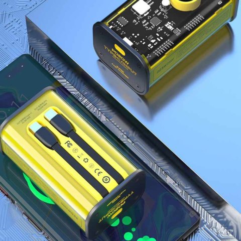 WEKOME WP-347 Vanguard Series - Power bank 20000 mAh Super Fast Charging z wbudowanym kablem USB-C PD 20W & Lightning + USB-A QC