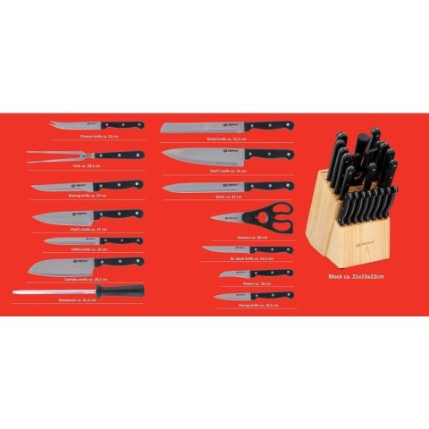 Alpina - Zestaw noży kuchennych ze stojakiem / blokiem 22 elementy