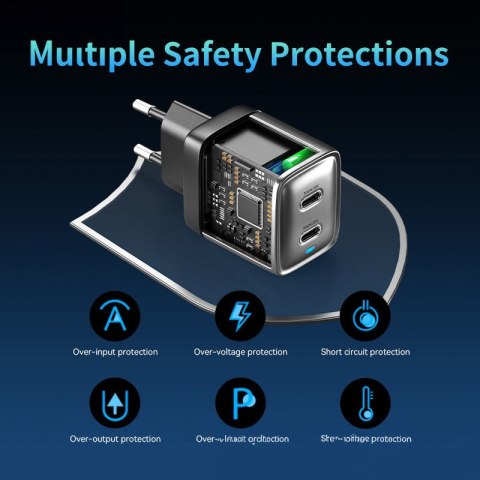 WEKOME WP-U02 Mecha Series - Ładowarka sieciowa 2x USB-C Super Fast Charger GaN 40W (Srebrny)