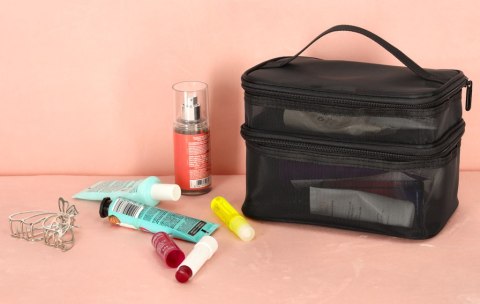 Kosmetyczka damska męska podróżna organizer składany XXL czarny