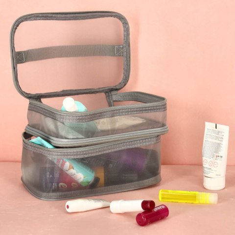 Kosmetyczka damska męska podróżna organizer składany XXL szary
