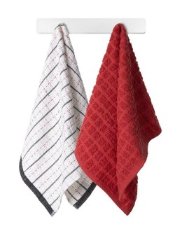 Zestaw ręczników kuchennych 38x63 czerwony biały pasy frotte komplet 2 szt. Bobby 1 bawełniany