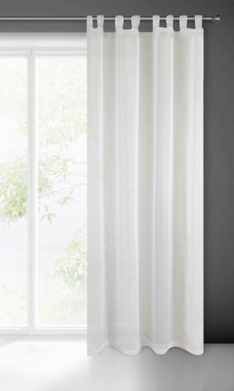 Firana 140x250 Lucy kremowa gotowa na szelkach z delikatnego i lekkiego woalu Eurofirany