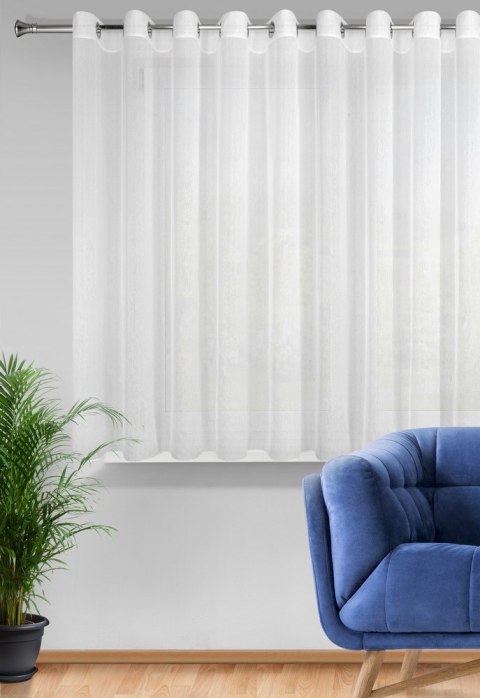 Firana 350x160 Rebecca biała gotowa na przelotkach o strukturze drobnego deszczyku Eurofirany