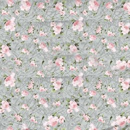 Pościel bawełniana 140x200 1884E szara róże gałązki kwiaty