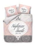 Pościel bawełniana 160x200 61494/1 Najlepsze chwile tylko z Tobą biała morelowa szara Panelove 2