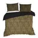 Pościel satynowa 220x200 Metalic 2 czarna złota w pudełku liście Eurofirany