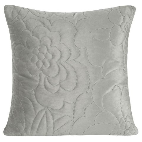 Poszewka dekoracyjna 40x40 Ariel 4 srebrna wzór kwiatowy welurowa Eurofirany