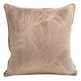 Poszewka dekoracyjna 40x40 Goja beżowa welurowa z błyszczącym nadrukiem w formie liści miłorzębu Pierre Cardin