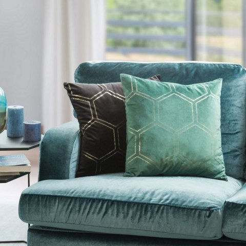 Poszewka dekoracyjna 45x45 Blink 12F kawowa złota plaster miodu welurowa Eurofirany