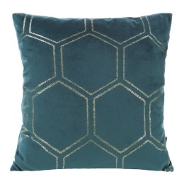 Poszewka dekoracyjna 45x45 Blink 12J turkusowa ciemna złota plaster miodu welurowa Eurofirany