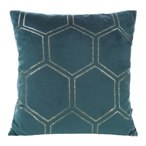 Poszewka dekoracyjna 45x45 Blink 12J turkusowa ciemna złota plaster miodu welurowa Eurofirany