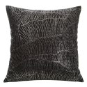 Poszewka dekoracyjna 45x45 Blink 13A czarna ze srebrnym motywem liści bananowca welurowa Eurofirany