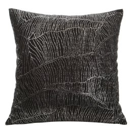 Poszewka dekoracyjna 45x45 Blink 13A czarna ze srebrnym motywem liści bananowca welurowa Eurofirany