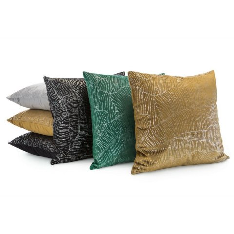 Poszewka dekoracyjna 45x45 Blink 13C miętowa ze srebrnym motywem liści bananowca welurowa Eurofirany