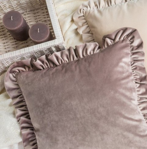 Poszewka dekoracyjna 45x45 Velvet czerwona falbanka welurowa Eurofirany