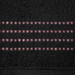Ręcznik 70x140 Fiore czarny 500g/m2 frotte ozdobiony bordiurą w postaci cienkich paseczków Eurofirany