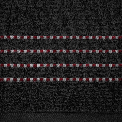 Ręcznik 70x140 Fiore czarny 500g/m2 frotte ozdobiony bordiurą w postaci cienkich paseczków Eurofirany