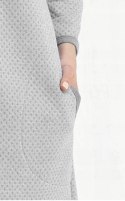 Szlafrok damski 214 XXL szary podomka na suwak z kieszeniami z wytłaczanym wzorem bawełniany rękaw 7/8