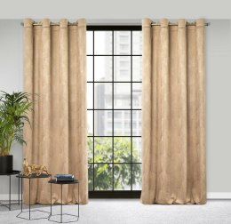 Zasłona 140x250 Goja beżowa welurowa liście miłorzębu na przelotkach Pierre Cardin z błyszczącym nadrukiem Eurofirany
