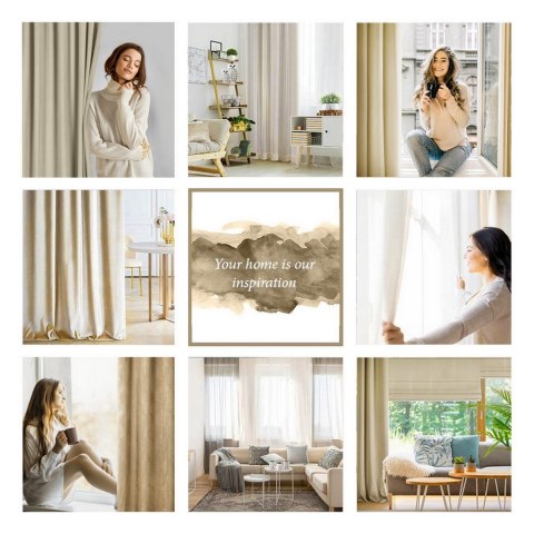 Zasłona 140x250 Goja beżowa welurowa liście miłorzębu na przelotkach Pierre Cardin z błyszczącym nadrukiem Eurofirany