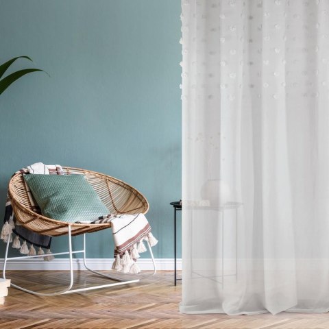 Zasłona 140x250 Stella srebrna gotowa na przelotkach z lekkiej tkaniny jednobarwna