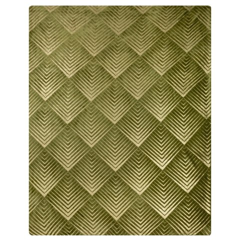 Koc narzuta z mikrofibry 150x200 Victoria 3 oliwkowy złoty geometryczny Eurofirany