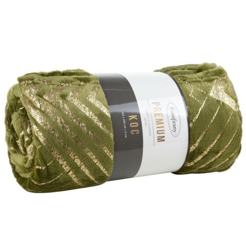 Koc narzuta z mikrofibry 150x200 Victoria 3 oliwkowy złoty geometryczny Eurofirany