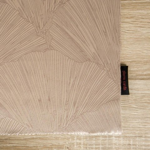 Obrus 40x140 Goja beżowy bieżnik liście miłorzębu Pierre Cardin z błyszczącym nadrukiem welurowy Eurofirany