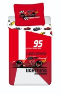 Pościel bawełniana 140x200 Cars Auta 8353 I am speed Zygzak McQueen poszewka 70x90 czerwona dziecięca