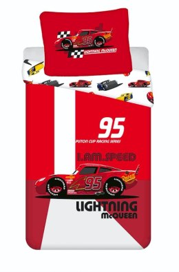 Pościel bawełniana 140x200 Cars Auta 8353 I am speed Zygzak McQueen poszewka 70x90 czerwona dziecięca