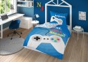 Pościel bawełniana 140x200 Gamer pady 3623 A Gra Eat Play Sleep Jedz Graj Śpij niebieska 0067 dla gracza młodzieżowa Holland Col