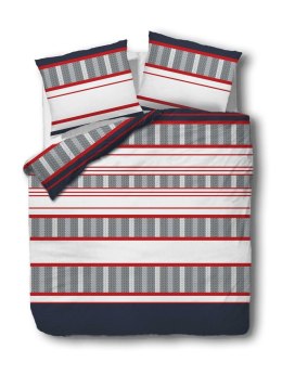 Pościel flanelowa 220x200 Pasy 31488/2 granatowa szara czerwona