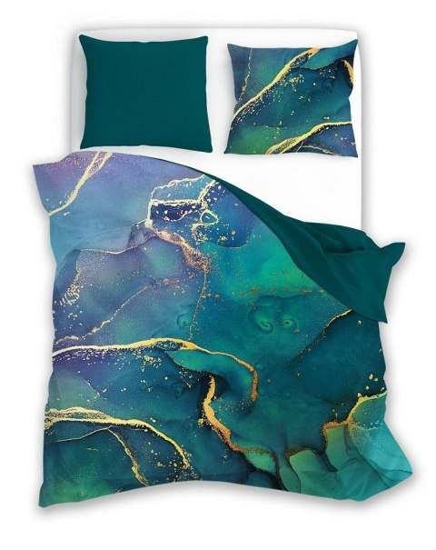 Pościel satynowa 160x200 Minerals 001 minerały zieleń morska fiolet złoty