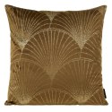 Poszewka dekoracyjna 45x45 Blink 21 F brązowa ze złotym nadrukiem liści welurowa Eurofirany