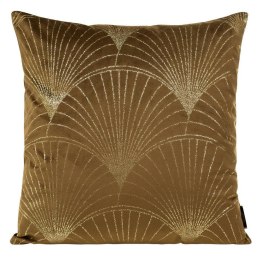 Poszewka dekoracyjna 45x45 Blink 21 F brązowa ze złotym nadrukiem liści welurowa Eurofirany