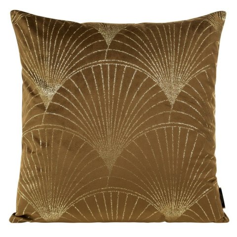Poszewka dekoracyjna 45x45 Blink 21 F brązowa ze złotym nadrukiem liści welurowa Eurofirany