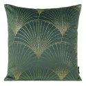 Poszewka dekoracyjna 45x45 Blink 21 H miętowa ciemna ze złotym nadrukiem liści welurowa Eurofirany