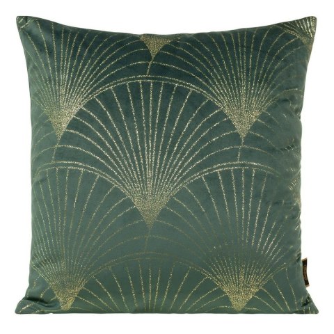 Poszewka dekoracyjna 45x45 Blink 21 H miętowa ciemna ze złotym nadrukiem liści welurowa Eurofirany
