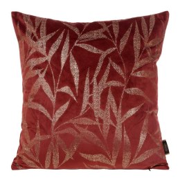 Poszewka dekoracyjna 45x45 Blink 22 K ceglasta ze złotym nadrukiem liści welurowa Eurofirany