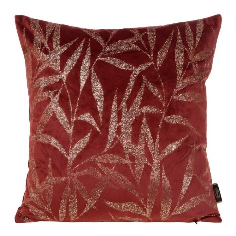 Poszewka dekoracyjna 45x45 Blink 22 K ceglasta ze złotym nadrukiem liści welurowa Eurofirany