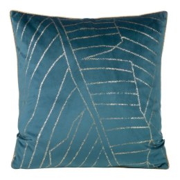 Poszewka dekoracyjna 45x45 Musa 1 granatowa ze złotym nadrukiem liści welurowa Limited Collection Eurofirany