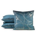 Poszewka dekoracyjna 45x45 Musa 3 granatowa ze złotym nadrukiem liści miłorzębu welurowa Limited Collection Eurofirany