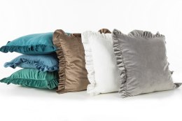 Poszewka dekoracyjna 45x45 Velvet 25 O miętowa ciemna welurowa falbanka Eurofirany