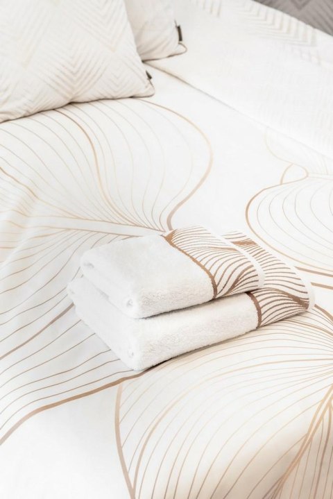 Ręcznik 50x90 Blanca 3 biały liście 500g/2 frotte Limited Collection Eurofirany