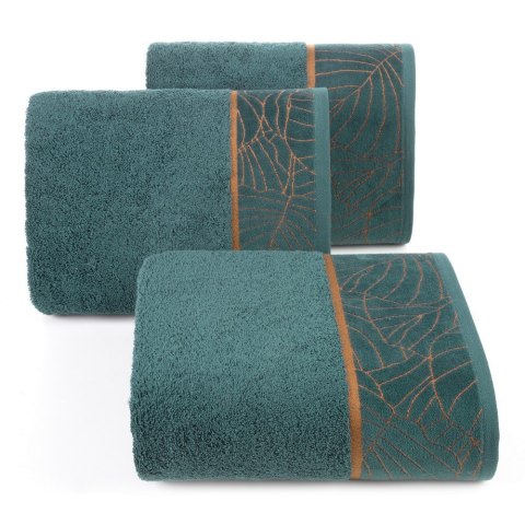 Ręcznik 50x90 Lili 2 turkusowy liście 500g/2 frotte Limited Collection Eurofirany