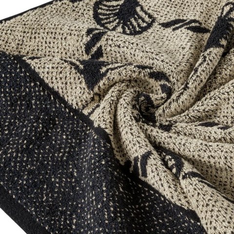 Ręcznik Dorian 50x90 czarny grafitowy liście miłorzębu 500g/m2 frotte Eurofirany