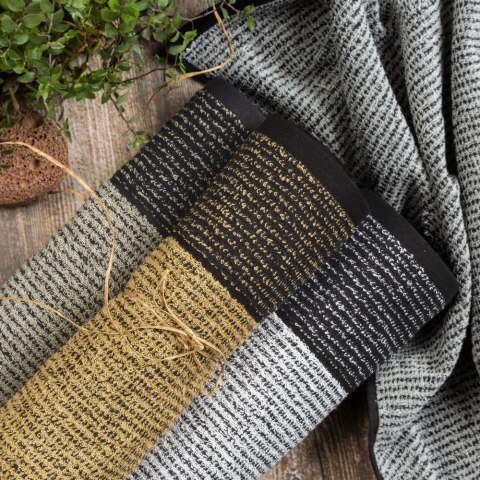 Ręcznik Leon 30x50 czarny czerwony z żakardowym wzorem w paski frotte 500g/m2 Eurofirany