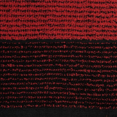 Ręcznik Leon 30x50 czarny czerwony z żakardowym wzorem w paski frotte 500g/m2 Eurofirany