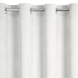 Zasłona 140x250 Eliza biała gotowa na przelotkach welurowa z drobnym wytłaczanym wzorkiem geometrycznym Eurofirany